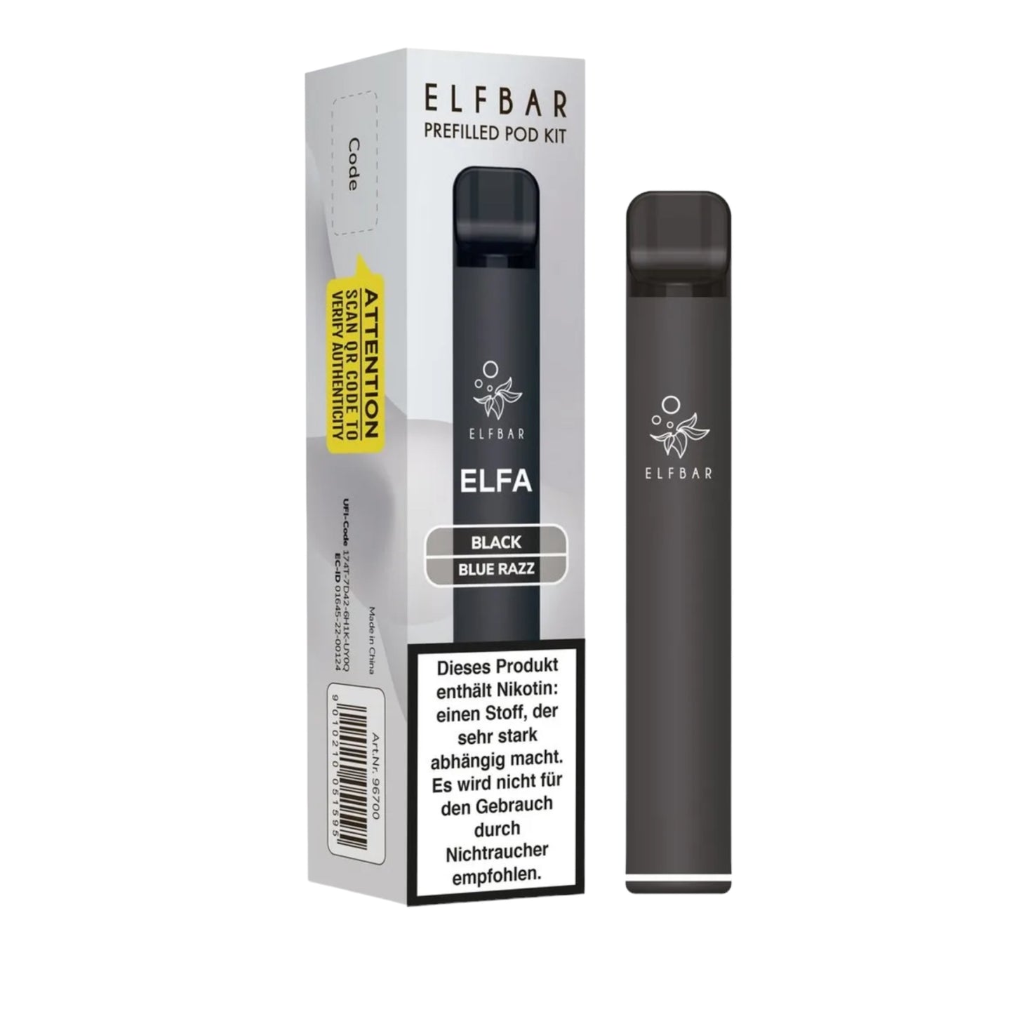 Elfbar ELFA Black Starter Kit m. Blue Razz-Pod 20mg 5