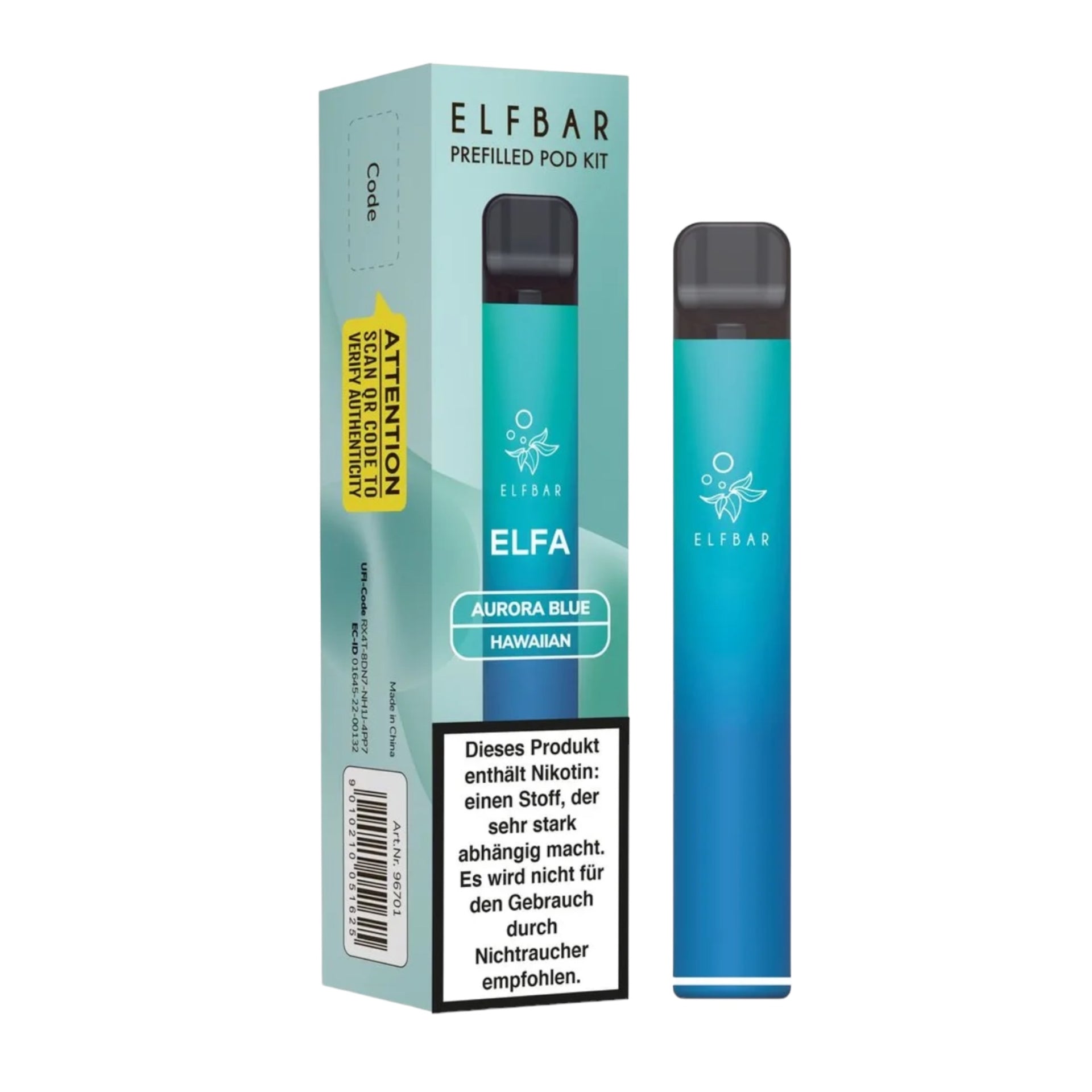 Elfbar ELFA Aurora Blue Starter Kit m. Hawaiian-Pod 20mg 5 Snackplug Elfbar ELFA Aurora Blue Starter Kit m. Hawaiian-Pod 20mg 5 Snackplug
