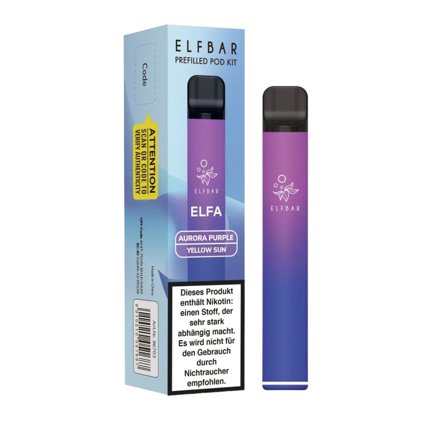 Elfbar ELFA Aurora Purple Starter Kit m.Yellow Sun-Pod 20mg 5